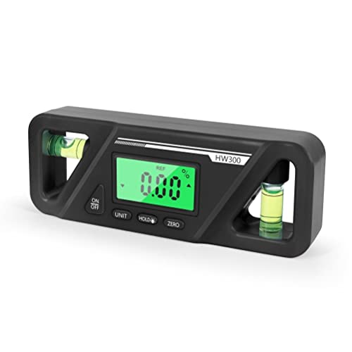 ANGGREK Digitaler Winkelmesser Neigungsmesser mit Hintergrundbeleuchtetem LCD-Display Magnetische Wasserwaage für Holzwerken Auto-Reparatur Heimwerker (BLACK) von ANGGREK