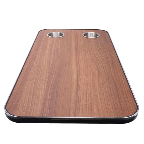 ANGGREK RV Tischplatte aus Massivholz mit 2 Edelstahlbecherhaltern für Wohnwagen Wohnmobil Yacht Boot Deck 800 X 400mm (Brown) von ANGGREK