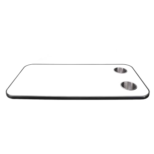 ANGGREK RV Tischplatte aus Massivholz mit 2 Edelstahlbecherhaltern für Wohnwagen Wohnmobil Yacht Boot Deck 800 X 400mm (White) von ANGGREK