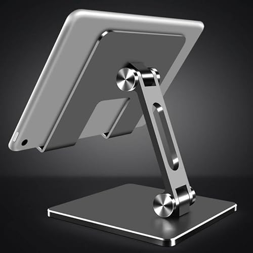 ANGGREK Tablet-Ständer mit Multi-Winkel-Einstellung, Zusammenklappbar, Stabiler Tablet-Halter aus Aluminiumlegierung für Reisen Im Home-Office, Weitgehend Kompatibel (MT133 Grau) von ANGGREK