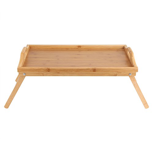 ANGGREK Tragbares Holzbettschale Frühstücks-Laptop-Schreibtisch Tee-Serving-Tischklappbein mit Erhöhter Kompaktlagerung und Multifunktionaler Verwendung von ANGGREK