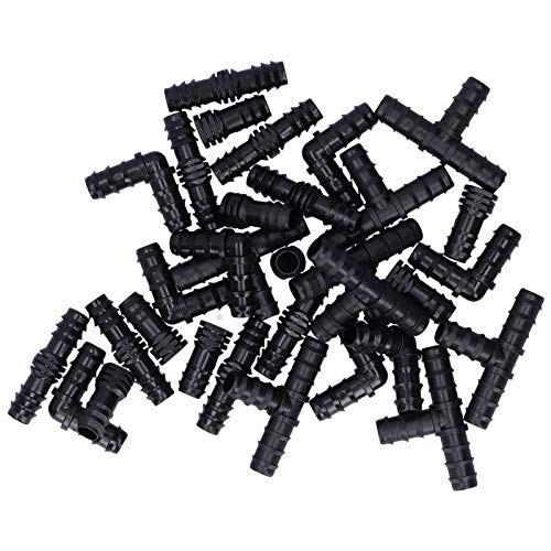 ANGGREK Tropfbewässerung T-Stück Verbindungsset, 32 Stücke mit Barben-Design, Einfach zu Installieren für 1/2 Schlauch aus ABS-Material für Garten Gewächshaus Blumenbeete ANGGREK Tropfbewässerung T-Stück Verbindungsset, 32 Stücke mit Barben-Design, Einfach zu Installieren für 1/2 Schlauch aus ABS-Material für Garten Gewächshaus Blumenbeete von ANGGREK
