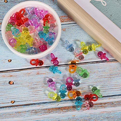 ANGGREK Mini Schnuller für DIY Dekoration, 100 Stück Acryl Schnuller, Mini Farbe Spielzeug für Baby Taufe Beruhigende, Babyshower, Babyparty, Hochzeit, Geburtstagsfeier, Mischfarbe von ANGGREK