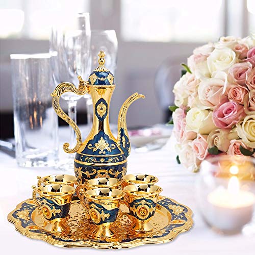 Vintage -Teekanne, Elegantes Design Weinkarten & Tassen Set mit Tablett, Türkische Tee -Tassen Set von 6 Metallbechern Hip Flasche, Russische Kunsthandwerkshandwerkszeiten für Feierlichkeiten Zur Vintage -Teekanne, Elegantes Design Weinkarten & Tassen Set mit Tablett, Türkische Tee -Tassen Set von 6 Metallbechern Hip Flasche, Russische Kunsthandwerkshandwerkszeiten für Feierlichkeiten Zur von ANGGREK