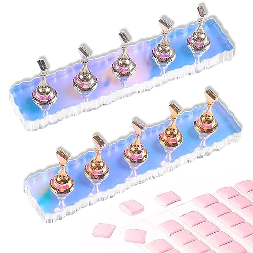 ANGNYA 2 Set Nagel Ständer für Press on Nails Display Aurora Nagel Tip Halter mit 96 Stück Rosa Reusable Adhesive Putty Clay zum DIY Maniküre Salon Nail Stand für Nagelspitzen Übung von ANGNYA