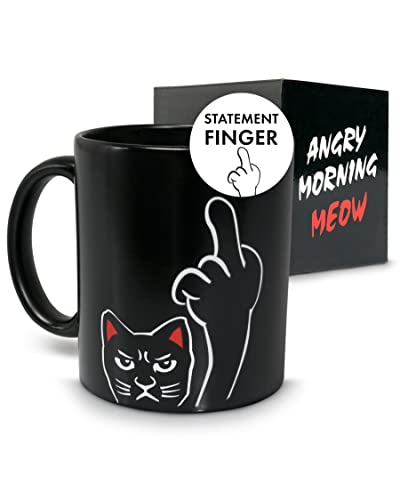 ANGRY CAT Tasse mit Thermoeffekt - lustige Kaffeetasse - Motiv Tasse - Tasse mit Spruch - Keramik Becher mit wechselndem Motiv 340 ml von ANGRY CAT