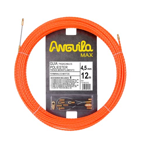 Anguila Max | Kabeleinziehhilfe | Speziell Geraden | Kombi-Endstücke | Dreifach verdrilltes Polyester | Farbe blau | Durchmesser 4,5mm| 12 Meter von ANGUILA MAX