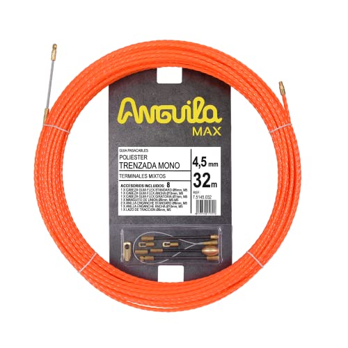 Anguila Max | Kabeleinziehhilfe | Speziell Geraden | Kombi-Endstücke | Dreifach verdrilltes Polyester | Farbe blau | Durchmesser 4,5mm| 32 Meter von ANGUILA MAX