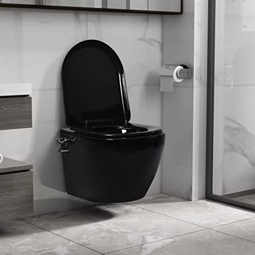 ANGYANG Wand-WC ohne Spülrand mit Bidet-Funktion, Toilette, Hänge Wc, Kloschüssel, Laufen Wc, Keramik Schwarz von ANGYANG