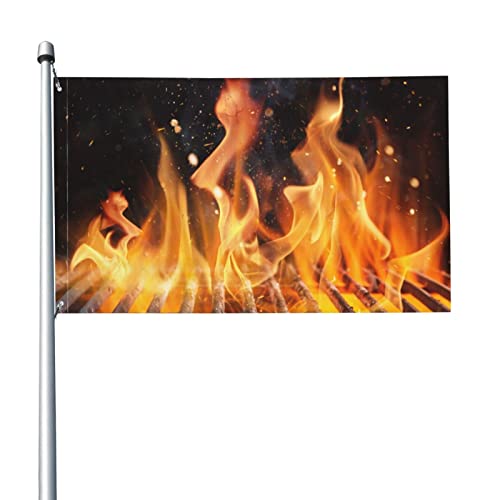 Gartenflagge Flaming Charcoal Grill Pattern Print Home Flag With Flag Decoration Garden House Banner For Outdoor 152x90 cm von ANGYANG