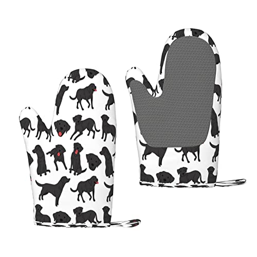 Labrador Nahtloses Muster, Silikon-Ofenhandschuhe Anti-Rutsch-Kochhandschuhe, Hitzebeständige Backhandschuhe EIN Paar von ANGYANG