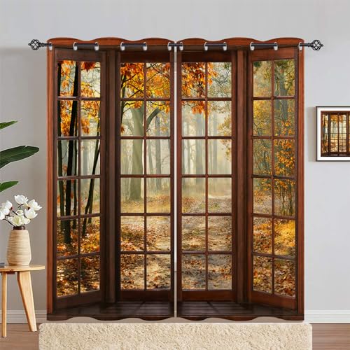 ANHOPE Herbst Wald Baum Holzfenster Vorhänge mit Ösen Blickdichte Gardinen Blackout Curtain Thermo Vorhang Weich Schlafzimmer Wohnzimmer Verdunklungsvorhänge 2er Set H 183 x B 140 cm ANHOPE Herbst Wald Baum Holzfenster Vorhänge mit Ösen Blickdichte Gardinen Blackout Curtain Thermo Vorhang Weich Schlafzimmer Wohnzimmer Verdunklungsvorhänge 2er Set H 183 x B 140 cm von ANHOPE