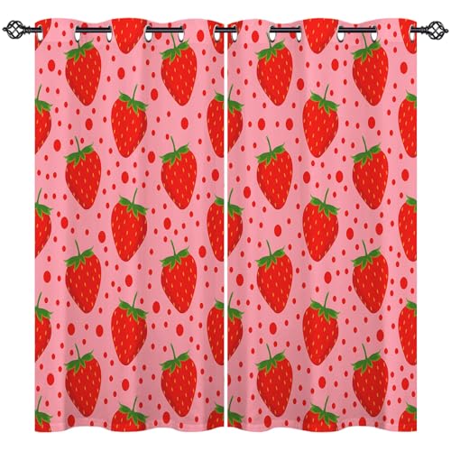 ANHOPE Kawaii Rosa Obst Erdbeer Vorhänge mit Ösen Kinder Mädchen Gardinen Blickdichte Thermo Vorhang Blackout Curtain Schlafzimmer Wohnzimmer Verdunklungsvorhänge 2er Set H 138 x B 107 cm ANHOPE Kawaii Rosa Obst Erdbeer Vorhänge mit Ösen Kinder Mädchen Gardinen Blickdichte Thermo Vorhang Blackout Curtain Schlafzimmer Wohnzimmer Verdunklungsvorhänge 2er Set H 138 x B 107 cm von ANHOPE