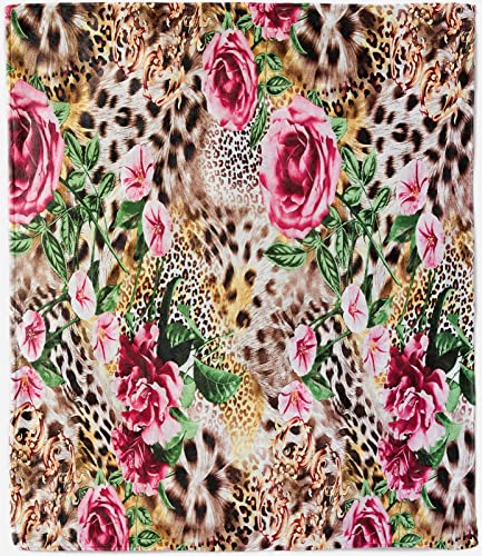 ANHOPE Leopard Geparden Blume Decke Weich Warm Leicht Flanell Wurfdecke Wohndecke Sofadecke Couchdecke Ganzjahresdecke für Sofa Couch Bett Reisen Outdoor 130 x 150 cm von ANHOPE