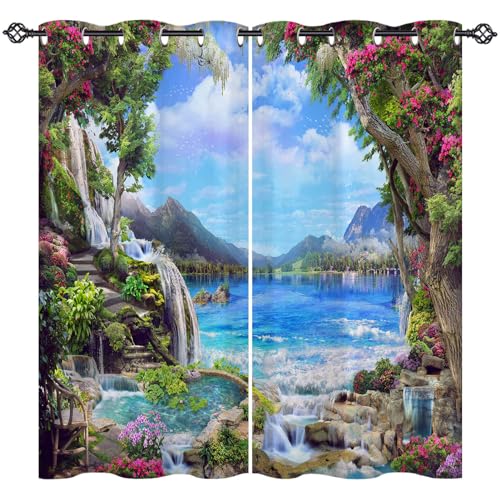 ANHOPE Natur Garten Wasserfall See Gardinen Blickdichte mit Ösen Weich Thermo Vorhänge Blackout Curtain Vorhang Wohnzimmer Schlafzimmer Verdunklungsvorhänge 2er Set H 160 x B 132 cm ANHOPE Natur Garten Wasserfall See Gardinen Blickdichte mit Ösen Weich Thermo Vorhänge Blackout Curtain Vorhang Wohnzimmer Schlafzimmer Verdunklungsvorhänge 2er Set H 160 x B 132 cm von ANHOPE