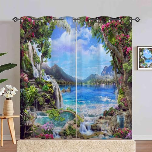 ANHOPE Natur Garten Wasserfall See Gardinen Blickdichte mit Ösen Weich Thermo Vorhänge Blackout Curtain Vorhang Wohnzimmer Schlafzimmer Verdunklungsvorhänge 2er Set H 245 x B 140 cm ANHOPE Natur Garten Wasserfall See Gardinen Blickdichte mit Ösen Weich Thermo Vorhänge Blackout Curtain Vorhang Wohnzimmer Schlafzimmer Verdunklungsvorhänge 2er Set H 245 x B 140 cm von ANHOPE