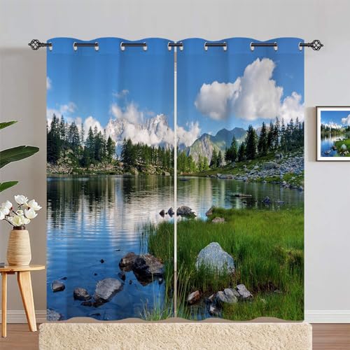 ANHOPE Natur Landschaft Wald Berg See Blickdichte Gardinen mit Ösen Thermo Vorhänge Blackout Curtain Weich Verdunklungsvorhänge Wohnzimmer Schlafzimmer Vorhang 2er Set H 214 x B 117 cm ANHOPE Natur Landschaft Wald Berg See Blickdichte Gardinen mit Ösen Thermo Vorhänge Blackout Curtain Weich Verdunklungsvorhänge Wohnzimmer Schlafzimmer Vorhang 2er Set H 214 x B 117 cm von ANHOPE