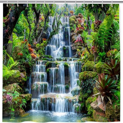 ANHOPE Natur Landschaft Wasserfall Duschvorhang Wasserdicht Anti Schimmel Waschbar Duschvorhänge Shower Curtain Polyester Stoff Bad Vorhänge Set mit 12 Haken 180 x 180 cm ANHOPE Natur Landschaft Wasserfall Duschvorhang Wasserdicht Anti Schimmel Waschbar Duschvorhänge Shower Curtain Polyester Stoff Bad Vorhänge Set mit 12 Haken 180 x 180 cm von ANHOPE