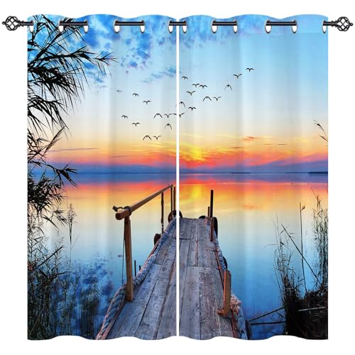 ANHOPE Natur Sonnenuntergang See Verdunklungsvorhänge mit Ösen Blickdichte Gardinen Blackout Curtain Thermo Vorhänge Weich Schlafzimmer Wohnzimmer Vorhang 2er Set H 160 x B 117 cm ANHOPE Natur Sonnenuntergang See Verdunklungsvorhänge mit Ösen Blickdichte Gardinen Blackout Curtain Thermo Vorhänge Weich Schlafzimmer Wohnzimmer Vorhang 2er Set H 160 x B 117 cm von ANHOPE