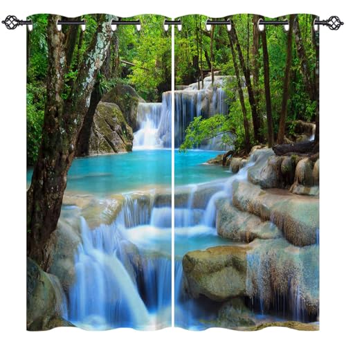 ANHOPE Natur Wald Wasserfall Creek Verdunklungsvorhänge mit Ösen Blickdichte Gardinen Thermo Vorhänge Blackout Curtain Weich Wohnzimmer Schlafzimmer Vorhang 2er Set H 175 x B 140 cm ANHOPE Natur Wald Wasserfall Creek Verdunklungsvorhänge mit Ösen Blickdichte Gardinen Thermo Vorhänge Blackout Curtain Weich Wohnzimmer Schlafzimmer Vorhang 2er Set H 175 x B 140 cm von ANHOPE