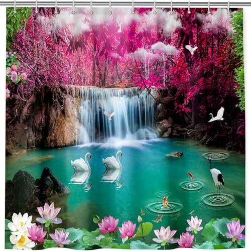 ANHOPE Natur Wald Wasserfall Fluss Duschvorhang Wasserdicht Anti Schimmel Waschbar Duschvorhänge Shower Curtain Polyester Stoff Bad Vorhänge Set mit 12 Haken 180 x 200 cm ANHOPE Natur Wald Wasserfall Fluss Duschvorhang Wasserdicht Anti Schimmel Waschbar Duschvorhänge Shower Curtain Polyester Stoff Bad Vorhänge Set mit 12 Haken 180 x 200 cm von ANHOPE