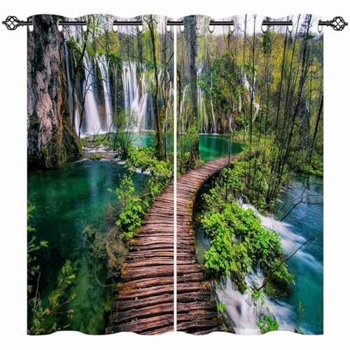 ANHOPE Natur Wald Wasserfall Fluss Gardinen Blickdichte mit Ösen Weich Thermo Vorhänge Blackout Curtain Vorhang Wohnzimmer Schlafzimmer Verdunklungsvorhänge 2er Set H 160 x B 107 cm ANHOPE Natur Wald Wasserfall Fluss Gardinen Blickdichte mit Ösen Weich Thermo Vorhänge Blackout Curtain Vorhang Wohnzimmer Schlafzimmer Verdunklungsvorhänge 2er Set H 160 x B 107 cm von ANHOPE