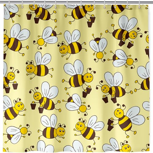 ANHOPE Nette Cartoon Tier Biene Duschvorhang Anti-schimmel Wasserdicht Polyester Stoff Shower Curtains 180 x 200 cm Duschvorhänge Waschbar Bad Vorhäng für Badzimmer mit 12 Haken ANHOPE Nette Cartoon Tier Biene Duschvorhang Anti-schimmel Wasserdicht Polyester Stoff Shower Curtains 180 x 200 cm Duschvorhänge Waschbar Bad Vorhäng für Badzimmer mit 12 Haken von ANHOPE