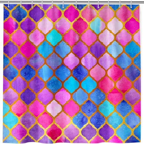 ANHOPE Ozean Meerjungfrau Skala Duschvorhang Wasserdicht Anti Schimmel Waschbar Duschvorhänge Shower Curtain Polyester Stoff Bad Vorhänge Set mit 12 Haken 180 x 200 cm von ANHOPE