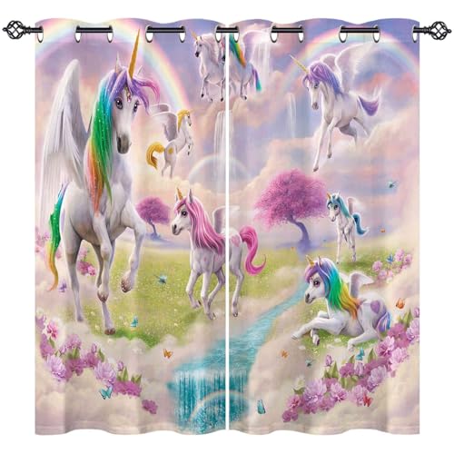 ANHOPE Regenbogen Einhorn Blume Vorhänge mit Ösen Blickdichte Gardinen Thermo Vorhang Blackout Curtain Schlafzimmer Wohnzimmer Kinder Mädchen Verdunklungsvorhänge 2er Set H 138 x B 107 cm ANHOPE Regenbogen Einhorn Blume Vorhänge mit Ösen Blickdichte Gardinen Thermo Vorhang Blackout Curtain Schlafzimmer Wohnzimmer Kinder Mädchen Verdunklungsvorhänge 2er Set H 138 x B 107 cm von ANHOPE