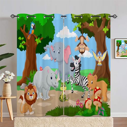 ANHOPE Safari Tier Elefant Löwe Bär Vorhänge mit Ösen Blickdichte Gardinen Blackout Curtain Thermo Vorhang Kinder Jungen Mädchen Schlafzimmer Wohnzimmer Verdunklungsvorhänge 2er Set H 245 x B 140 cm ANHOPE Safari Tier Elefant Löwe Bär Vorhänge mit Ösen Blickdichte Gardinen Blackout Curtain Thermo Vorhang Kinder Jungen Mädchen Schlafzimmer Wohnzimmer Verdunklungsvorhänge 2er Set H 245 x B 140 cm von ANHOPE