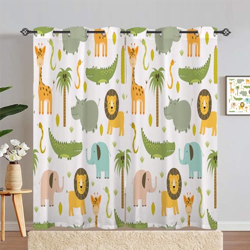 ANHOPE Safari Tier Löwe Elefant Blickdichte Gardinen mit Ösen Thermo Vorhänge Kinder Jungen Mädchen Vorhang Blackout Curtain Wohnzimmer Schlafzimmer Verdunklungsvorhänge 2er Set H 214 x B 140 cm ANHOPE Safari Tier Löwe Elefant Blickdichte Gardinen mit Ösen Thermo Vorhänge Kinder Jungen Mädchen Vorhang Blackout Curtain Wohnzimmer Schlafzimmer Verdunklungsvorhänge 2er Set H 214 x B 140 cm von ANHOPE