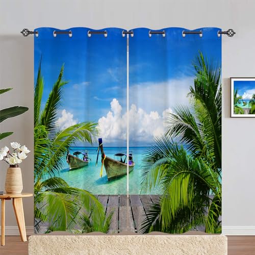 ANHOPE Tropisch Ozean Boot Palmen Verdunklungsvorhänge mit Ösen Thermo Vorhänge Blickdichte Gardinen Weich Blackout Curtain Wohnzimmer Schlafzimmer Vorhang 2er Set H 183 x B 168 cm ANHOPE Tropisch Ozean Boot Palmen Verdunklungsvorhänge mit Ösen Thermo Vorhänge Blickdichte Gardinen Weich Blackout Curtain Wohnzimmer Schlafzimmer Vorhang 2er Set H 183 x B 168 cm von ANHOPE
