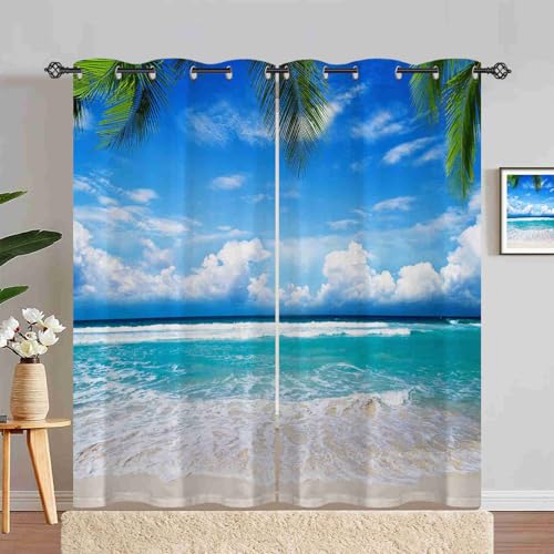 ANHOPE Tropisch Ozean Strand Palmen Blickdichte Gardinen mit Ösen Thermo Vorhänge Weich Vorhang Blackout Curtain Wohnzimmer Schlafzimmer Verdunklungsvorhänge 2er Set H 245 x B 200 cm ANHOPE Tropisch Ozean Strand Palmen Blickdichte Gardinen mit Ösen Thermo Vorhänge Weich Vorhang Blackout Curtain Wohnzimmer Schlafzimmer Verdunklungsvorhänge 2er Set H 245 x B 200 cm von ANHOPE
