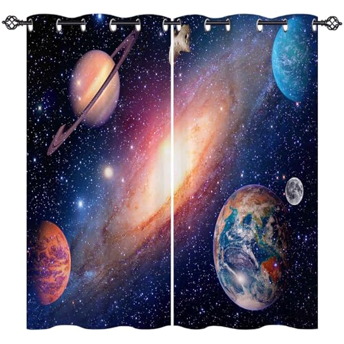 ANHOPE Weltraum Planeten Galaxie Erde Vorhänge mit Ösen Blickdichte Gardinen Thermo Vorhang Blackout Curtain Schlafzimmer Wohnzimmer Kinder Jungen Mädchen Verdunklungsvorhänge 2er Set H 138 x B 132 cm ANHOPE Weltraum Planeten Galaxie Erde Vorhänge mit Ösen Blickdichte Gardinen Thermo Vorhang Blackout Curtain Schlafzimmer Wohnzimmer Kinder Jungen Mädchen Verdunklungsvorhänge 2er Set H 138 x B 132 cm von ANHOPE