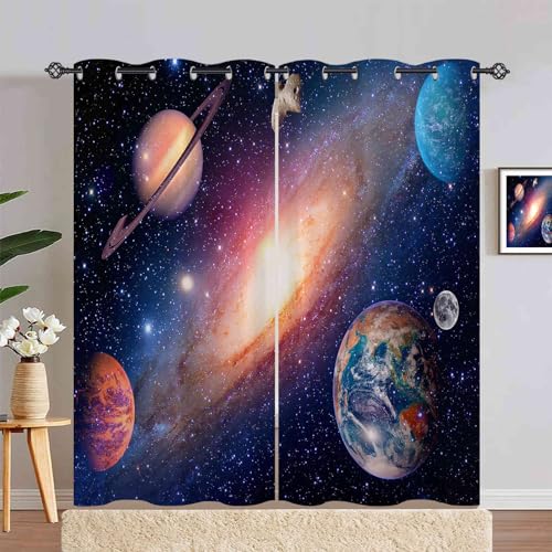 ANHOPE Weltraum Planeten Galaxie Erde Vorhänge mit Ösen Blickdichte Gardinen Thermo Vorhang Blackout Curtain Schlafzimmer Wohnzimmer Kinder Jungen Mädchen Verdunklungsvorhänge 2er Set H 200 x B 140 cm ANHOPE Weltraum Planeten Galaxie Erde Vorhänge mit Ösen Blickdichte Gardinen Thermo Vorhang Blackout Curtain Schlafzimmer Wohnzimmer Kinder Jungen Mädchen Verdunklungsvorhänge 2er Set H 200 x B 140 cm von ANHOPE