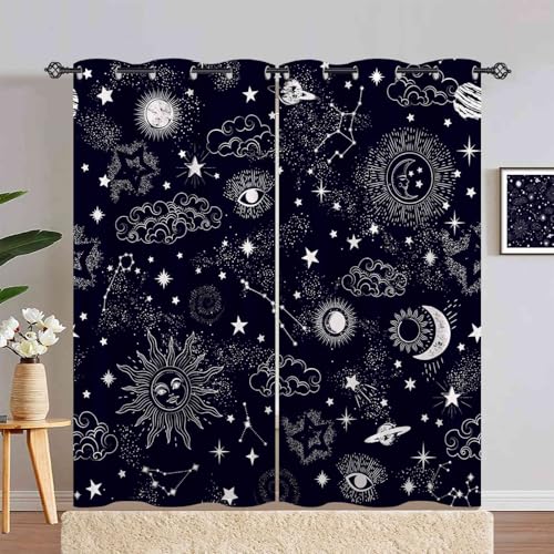 ANHOPE Weltraum Sonne Mond Sterne Verdunklungsvorhänge mit Ösen Blickdichte Gardinen Blackout Curtain Thermo Vorhänge Weich Schlafzimmer Wohnzimmer Vorhang 2er Set H 245 x B 200 cm ANHOPE Weltraum Sonne Mond Sterne Verdunklungsvorhänge mit Ösen Blickdichte Gardinen Blackout Curtain Thermo Vorhänge Weich Schlafzimmer Wohnzimmer Vorhang 2er Set H 245 x B 200 cm von ANHOPE