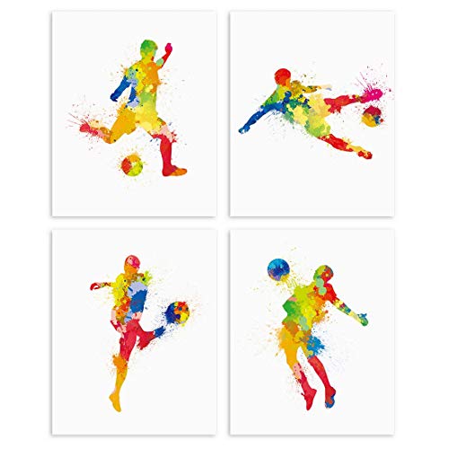 ANHUIB Aquarell Fußball Poster,Kinderzimmer Wandbilder,Fußball Bilder Set für Teenager Jungen Schlafzimmer,Fussball Poster Set,Sport Bild Leinwand für Wohnzimmer Wanddeko Geschenk,Ohne Rahmen,20×25CM von ANHUIB