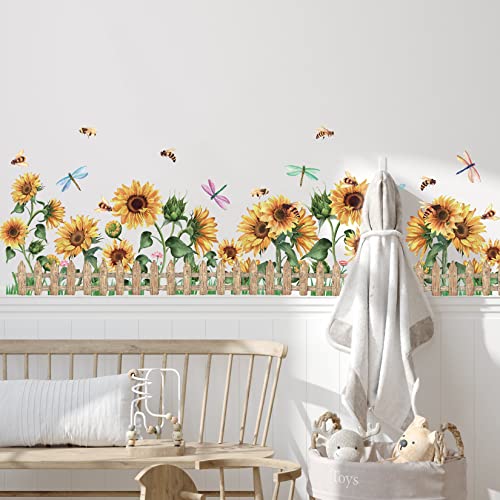 ANHUIB Blumen Wandtattoo,Sonnenblumen Wandtattoo,Wandsticker Garten Blumen,Wandaufkleber Pflanze Blumen,Sonnenblume Wandsticker Mädchenzimmer,Wandaufkleber Schlafzimmer Wohnzimmer Fenster Wanddeko von ANHUIB