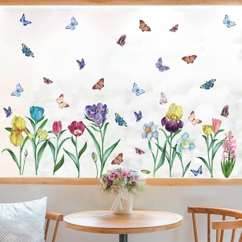 ANHUIB Fensteraufkleber Frühling Deko,Blumen Fensterbilder Selbstklebend,Schmetterling Fensterbild,Blumen Schmetterlinge Wandaufkleber,Bunt Frühling Sticker,Fenstersticker Schlafzimmer Mädchenzimmer ANHUIB Fensteraufkleber Frühling Deko,Blumen Fensterbilder Selbstklebend,Schmetterling Fensterbild,Blumen Schmetterlinge Wandaufkleber,Bunt Frühling Sticker,Fenstersticker Schlafzimmer Mädchenzimmer von ANHUIB