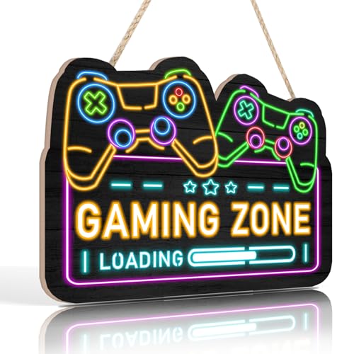 ANHUIB Gaming Deko Zimmer,Gaming Wandbild für Jungenzimmer,Game Holzschild für Schlafzimmer,Gamer Schild Wandkunst für Teenager,Playstation Bilder für Kinderzimmer Spielzimmer Wanddeko,Gamer Geschenk von ANHUIB