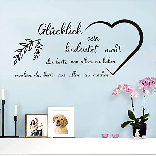 ANHUIB Glücklich Zitate Wandtattoo,Wandaufkleber Zitate Inspirierende Schwarze,Wandtattoo Sprüche Zitate Glücklich,Inspirierende Wandsticker für Wohnzimmer Schlafzimmer Wanddeko,Wandaufkleber mit Text von ANHUIB