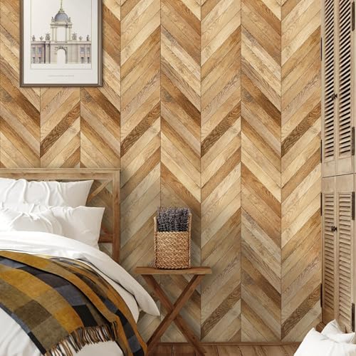 ANHUIB Selbstklebend Tapete Holzoptik Wandpapier Holz Selbstklebende Wandaufkleber Vintage Holz Tapeten 44x300cm Klebefolie Vliestapete Dunkel Holzwand Modern Holztapete Selbstklebende Möbelfolie von ANHUIB