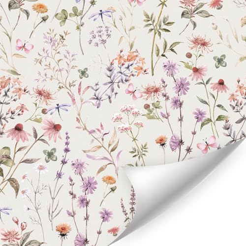 ANHUIB Selbstklebende Wandaufkleber Blumen 44×300cm Bunt Selbstklebende Blumen für Wand Schrank Möbel Dekoration von ANHUIB