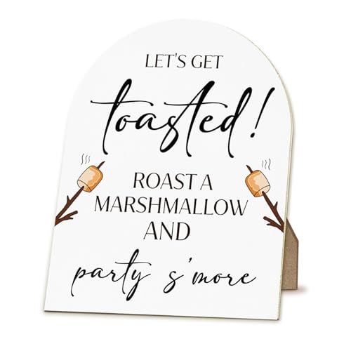 ANIANG S'mores Smore Bar Holzbogen-Schild, "Let's Get Toasted Roast a Marshmallow"-Holzschild mit Ständer für Partys im Freien, rustikale Hochzeit, 20,3 x 25,4 cm ANIANG S'mores Smore Bar Holzbogen-Schild, "Let's Get Toasted Roast a Marshmallow"-Holzschild mit Ständer für Partys im Freien, rustikale Hochzeit, 20,3 x 25,4 cm von ANIANG