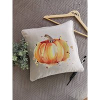 Deko Für Den Herbst/ Wohnkultur Kürbis/ Oranger Kürbis/Dekorativer Kissenbezug Mit Obst/Herbstgeschenk/Personalisiertes/Gemalte Aquarell von ANICAartdesign