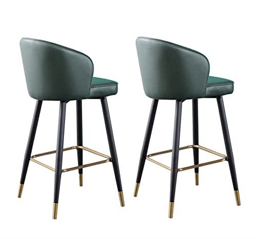 ANIFM 29,5'' gepolsterte Barhocker aus Kunstleder, 2er-Set, Thekenhöhe, goldene Fußstütze, Schwarze Metallbeine, Barhocker, Freizeit-Thekenhocker mit Rückenlehne und Fußstütze (Farbe: Schwarzgrün) von ANIFM