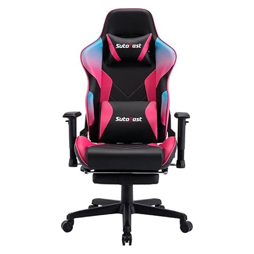 ANIFM Gaming-Stuhl, Racing-Stil, drehbare Fußstütze mit hoher Rückenlehne und Kopfstütze, Lendenwirbelstütze, einziehbare Fußstütze, verstellbares Lendenkissen, robuster, ergonomischer von ANIFM