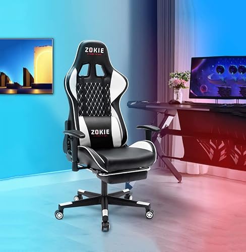 Gaming-Stuhl, groß, ergonomisch, mit hoher Rückenlehne, Executive-Computerstuhl mit Liegefunktion, ergonomischer Liegestuhl mit Fußstütze, rollender, drehbarer, verstellbarer PC-Computerstuhl für von ANIFM