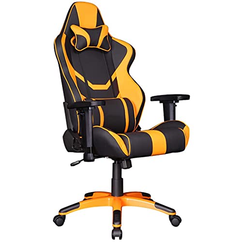 Gaming-Stuhl aus gebundenem Leder im Racing-Stil mit hoher Rückenlehne, drehbare Fußstütze mit hoher Rückenlehne und Kopfstütze, Lordosenstütze mit hochklappbaren Armen, Kopfstütze aus PU-Leder, von ANIFM