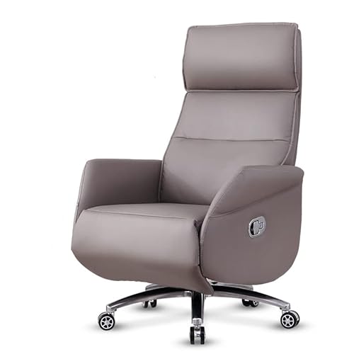 Großer und hoher Bürostuhl mit verstellbarer Rückenlehne aus gebundenem Leder, ergonomischer Computer-Schreibtischstuhl, 360-Grad-Dreh-Arbeitsstuhl mit Rollen und verstellbarer Lendenwirbelstütze, von ANIFM